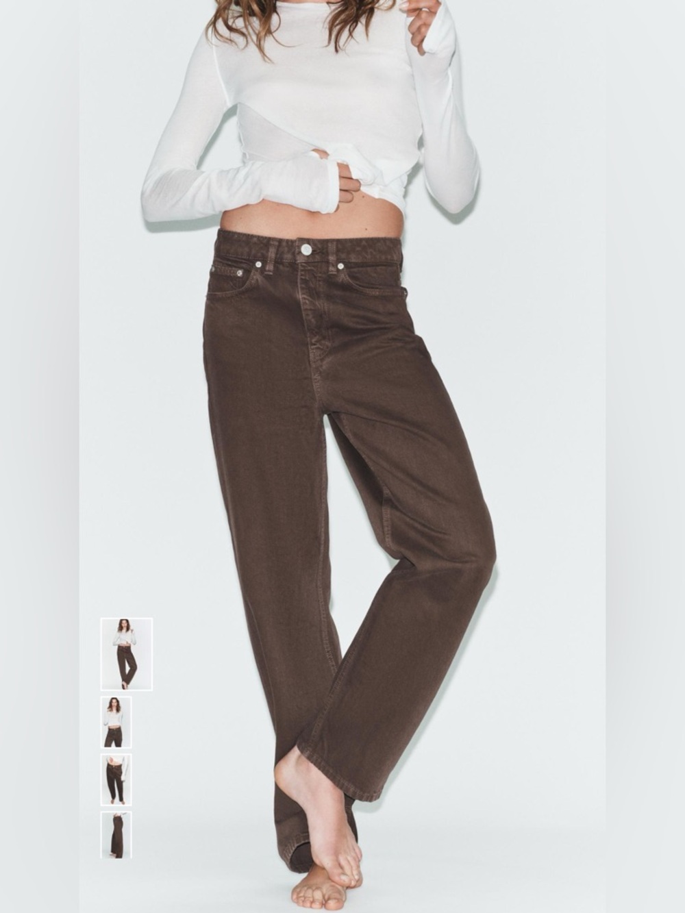 Zara Straight-Leg Women's Jeans — Brown